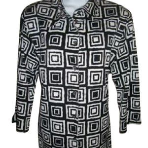 Black White Geometric Blouse Size 14